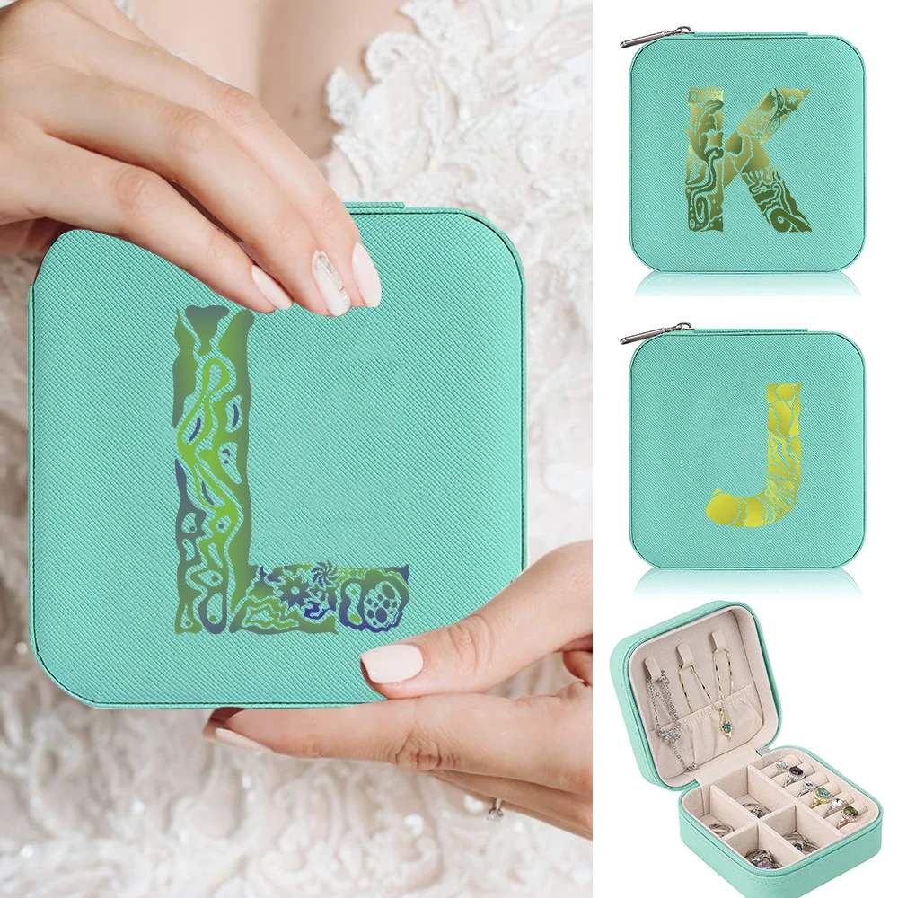 

Fashionable Women's Jewelry Storage Box Square Jewels Case Device Engrave Image Series PU Leather Waterproof Organizer Boxes