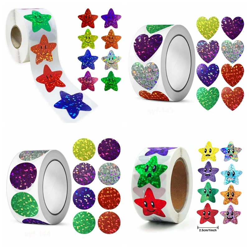 500 sztuk/rolka kolorowe naklejki w kształcie gwiazdek dla dzieci nagroda szkolna klasa samoprzylepne naklejki w kształcie gwiazdek dla nauczycieli rodzice DIY Craft