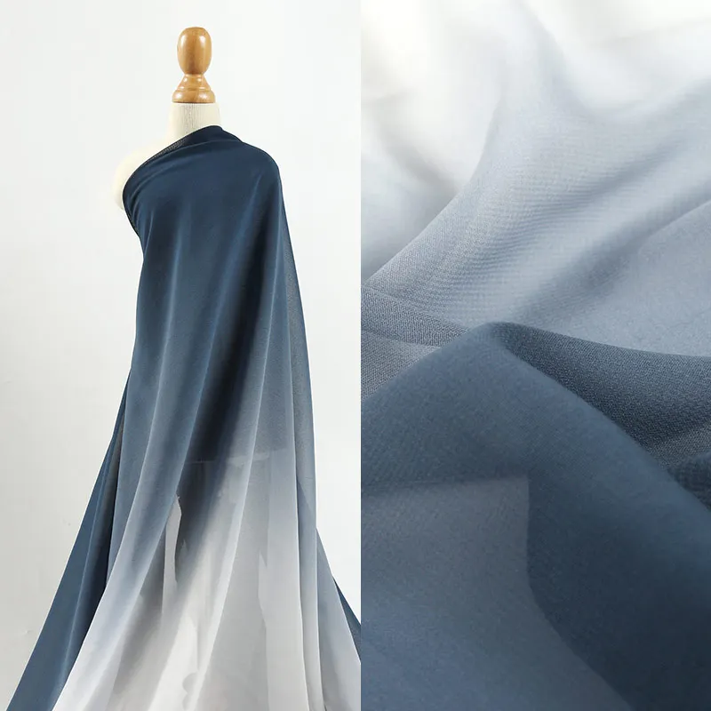 Gradient Translucent Fabric Soft Breathable High Drape Chiffon Han Dress Graduation Clothing Designer Fabric