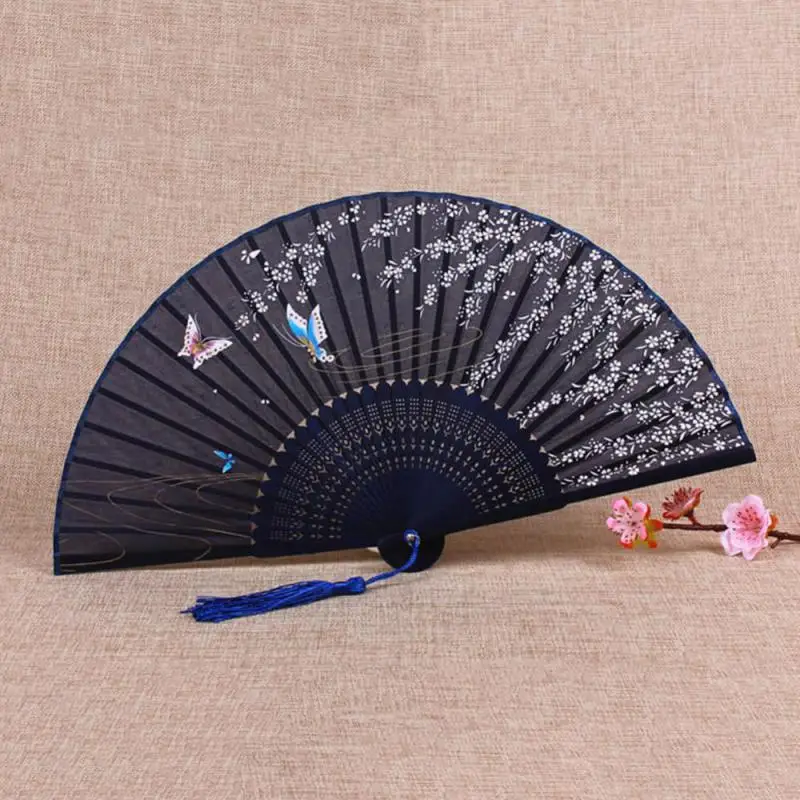 1/2/3/5Pcs Vintage Silk Folding Fan Chinese Art Crafts Home Decorations Dance Hand Fan Bamboo Room Decor Wood Fans ventilador