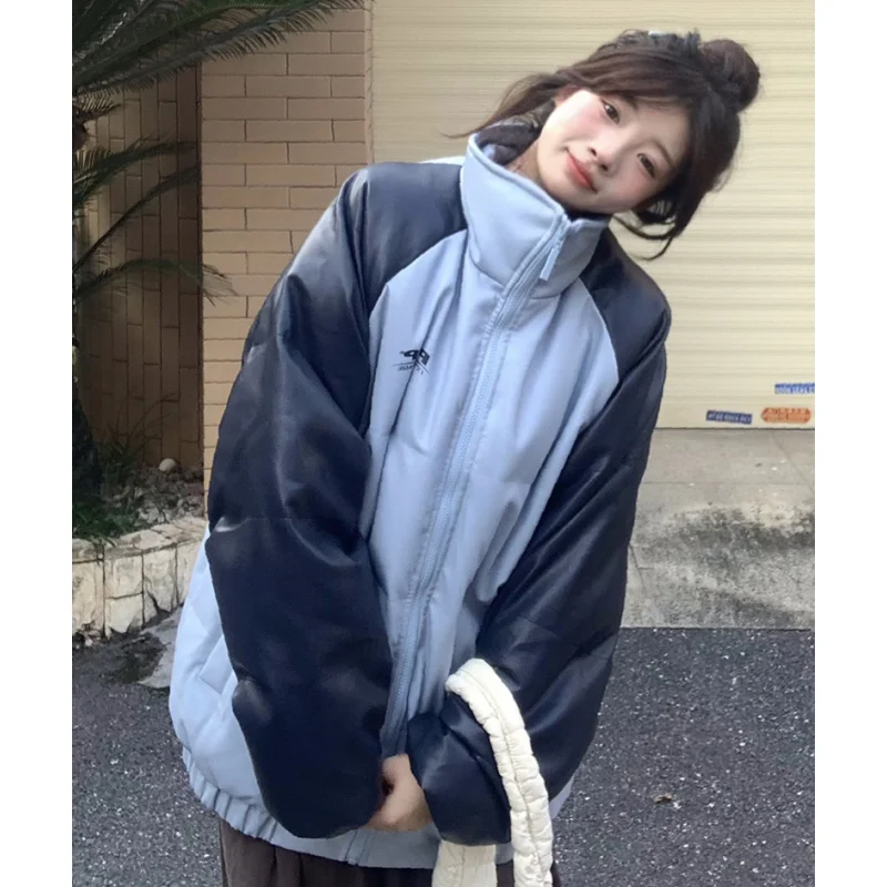

Blue Women Clothing Outerwear Top Pink Jackets Fashion Streetwear Y2K Style High Street American 2023 NEW Winter Female Coat