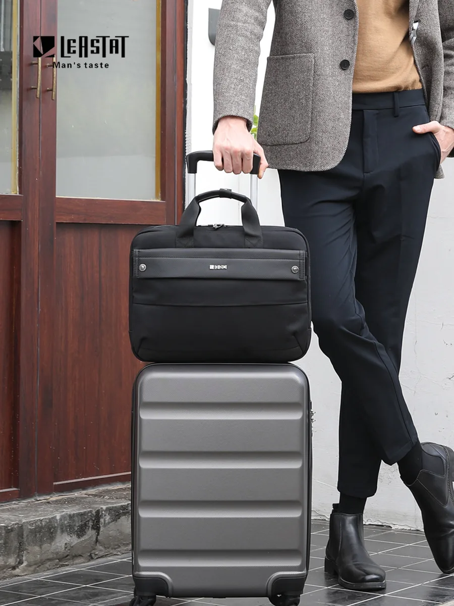 Leastat Valigetta per viaggi d'affari da uomo, borsa a tracolla di grande capacità, borsa a tracolla per ufficio d'affari transfrontaliera