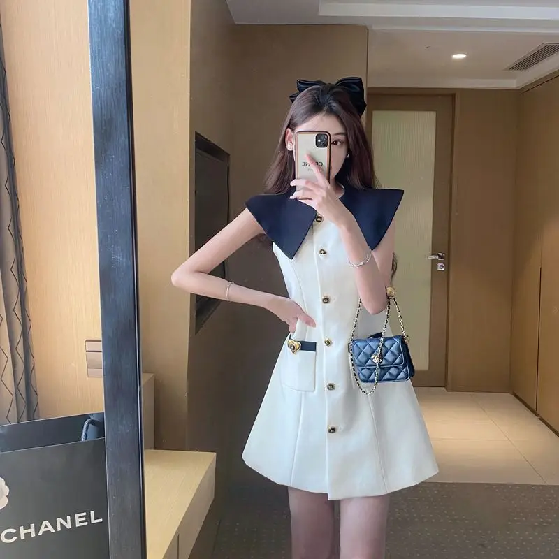 

French Small Fragrance Sleeveless Vest Dress Chic Casual Short Summer Dress