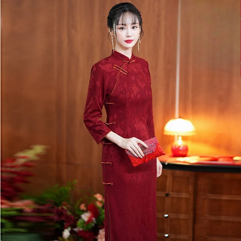 stand-collar-jacquard-long-sleeve-qipao-dress-long-fork-vintage-traditional-chinese-dress-casual-china-chic-cheongsam-autumn