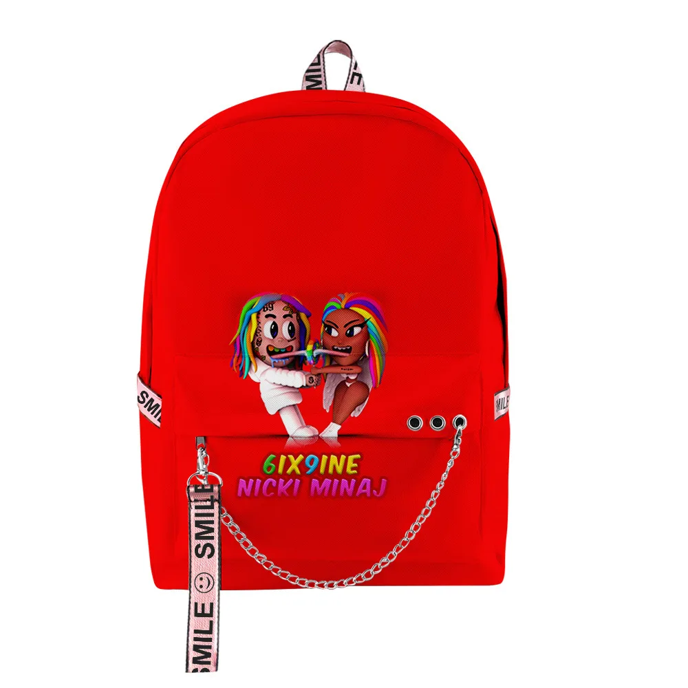 Mochilas escolares juveniles populares de Hip Hop, bolsas de viaje divertidas Unisex 6ix9ine, mochilas de hombro impermeables Oxford con estampado 3D para Notebook