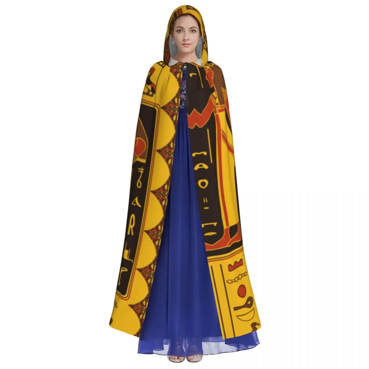 Unisex Adult Egyptian Gods And Hieroglyphs Cloak with Hood Long Witch Costume Cosplay