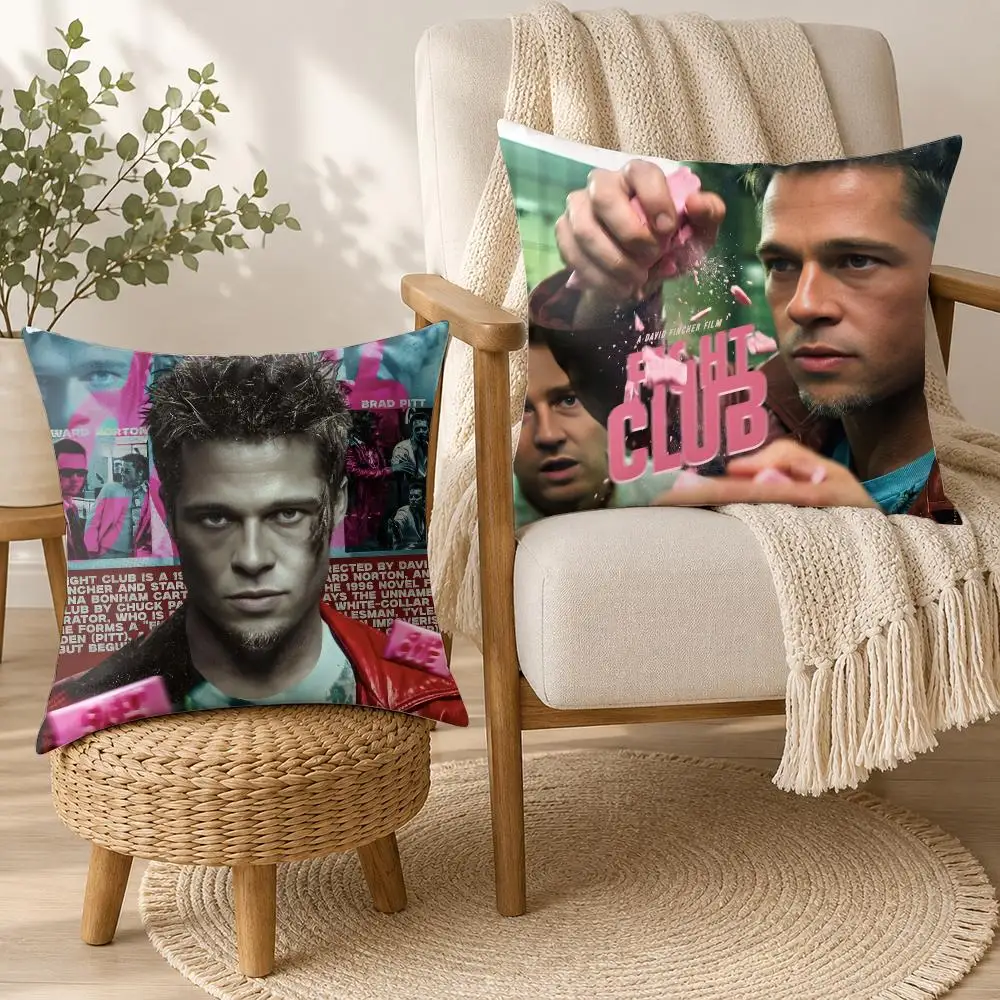 F-Fight Club Movie Cushion Cover Square Decorative Throw Pillow 40x40cm For Sofa Bedroom Living Room Home Decor