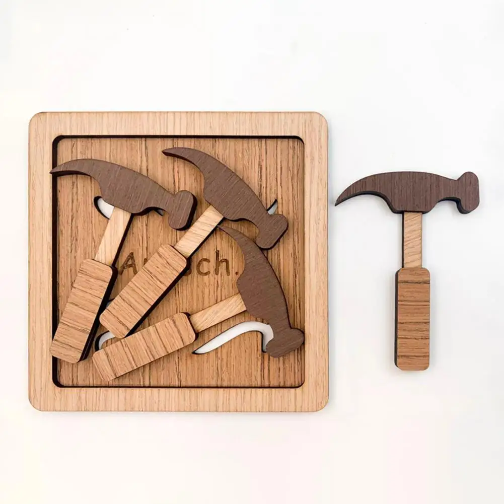 لوحة ألغاز للمراهقين، لعبة ألغاز مطرقة خشبية تعليمية للأطفال والمراهقين والكبار، لعبة تحفيز الدماغ مع أربعة مطارق محمولة