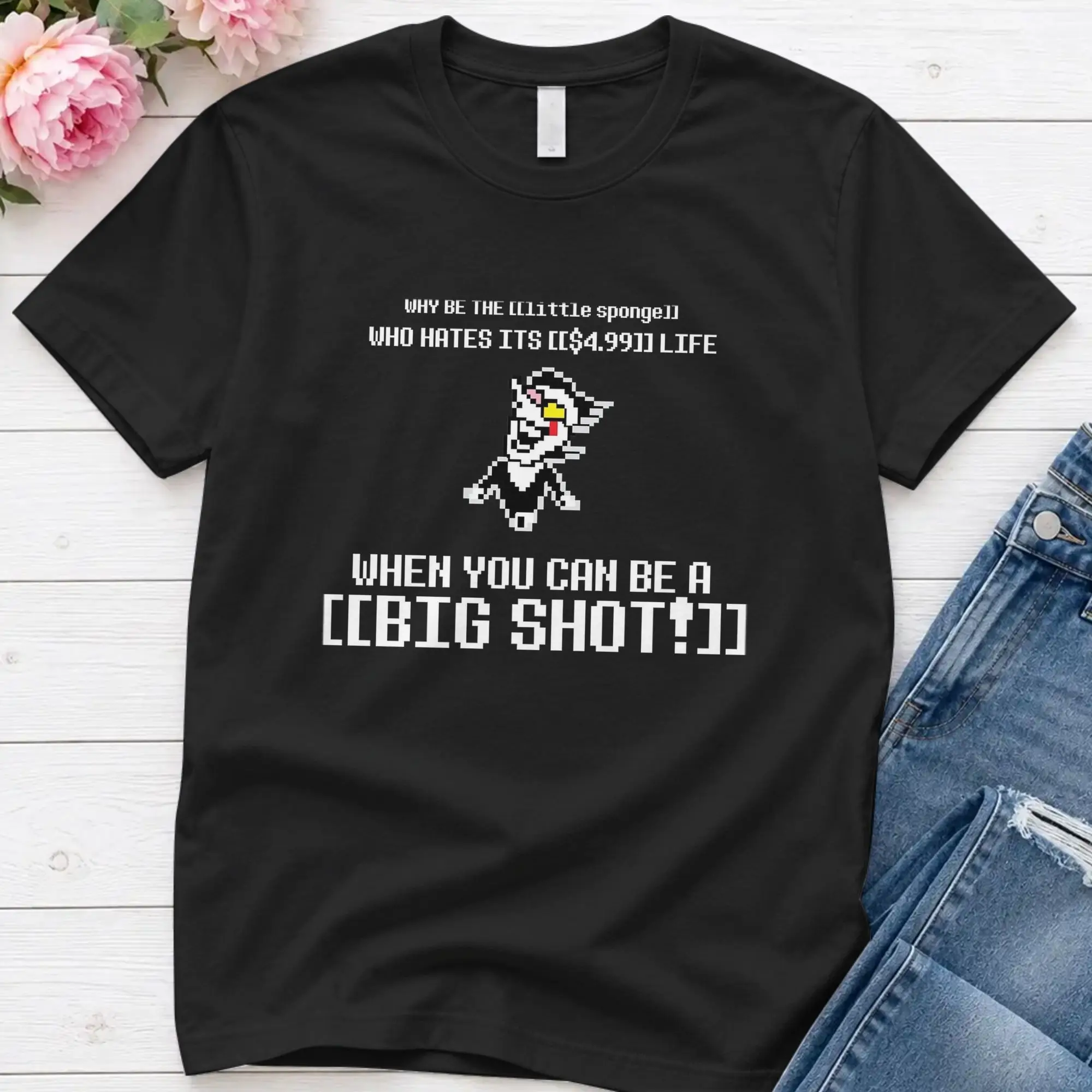 Your Chance To Be A Big Shot T-Shirts for Men D-Deltarunes Vintage 100% Cotton Tee Shirt Round Collar Short Sleeve T Shirts Tops
