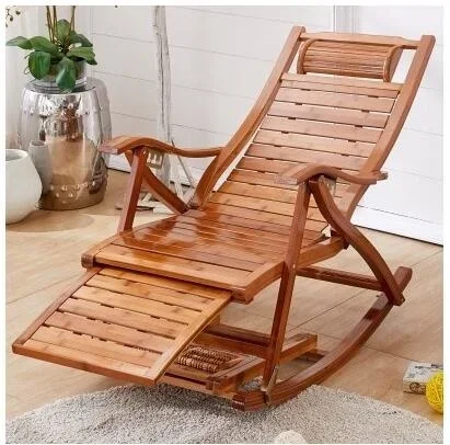 Bamboo Rocking Chair Home Balcony Lounge Chair Recliner Adults Lunch Break Siesta Lazy Chaise Old Man Relax Chair