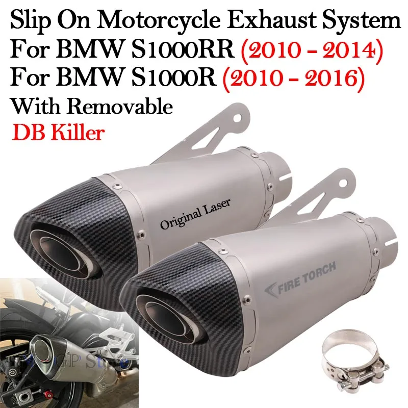 Für BMW S1000RR S1000R 2010 - 2014 2015 2016 Motorrad 60mm Modifiziertes Auspuffsystem GP Racing Escape Moto Schalldämpfer DB Killer
