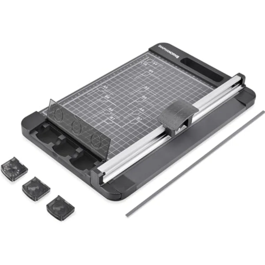 

Rotary Paper Cutter 3-in-1 Paper Trimmer 12 Inch Cutting Length with Straight Cut/Perforating Cut/Wavy Cut Enclosed Blades for