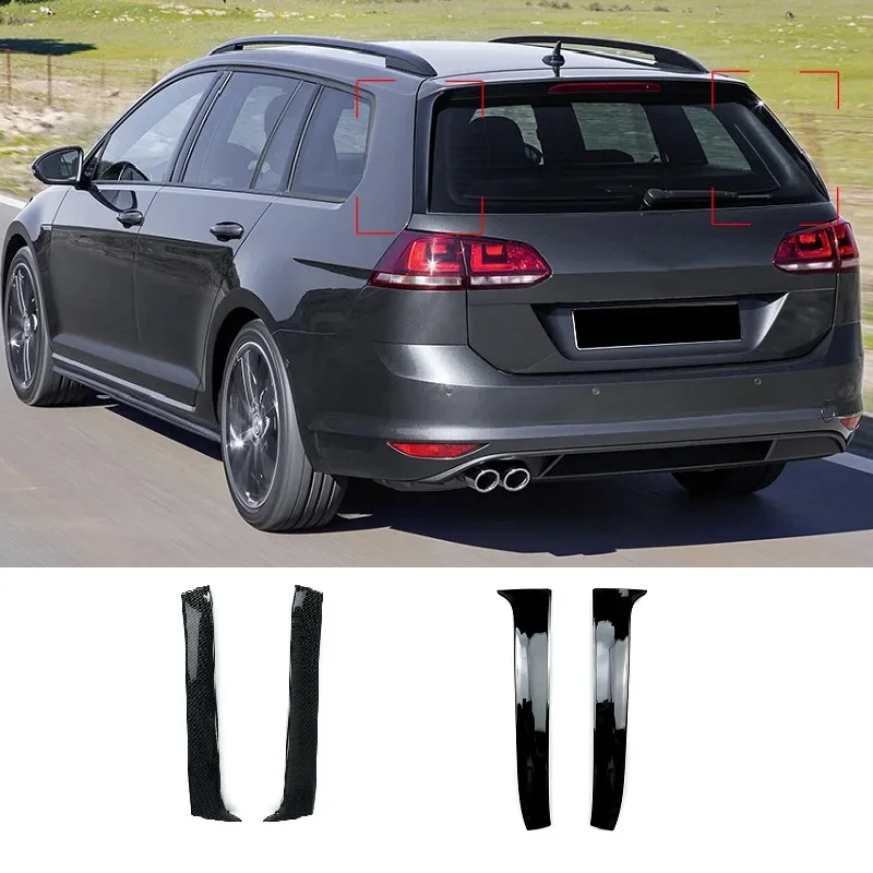 

For Volkswagen VW Golf 7 7.5 MK7 Wagen 2014-2018 Rear Window Trim Trunk Spoiler Side Wing Carbon Fiber Look/Glossy Black