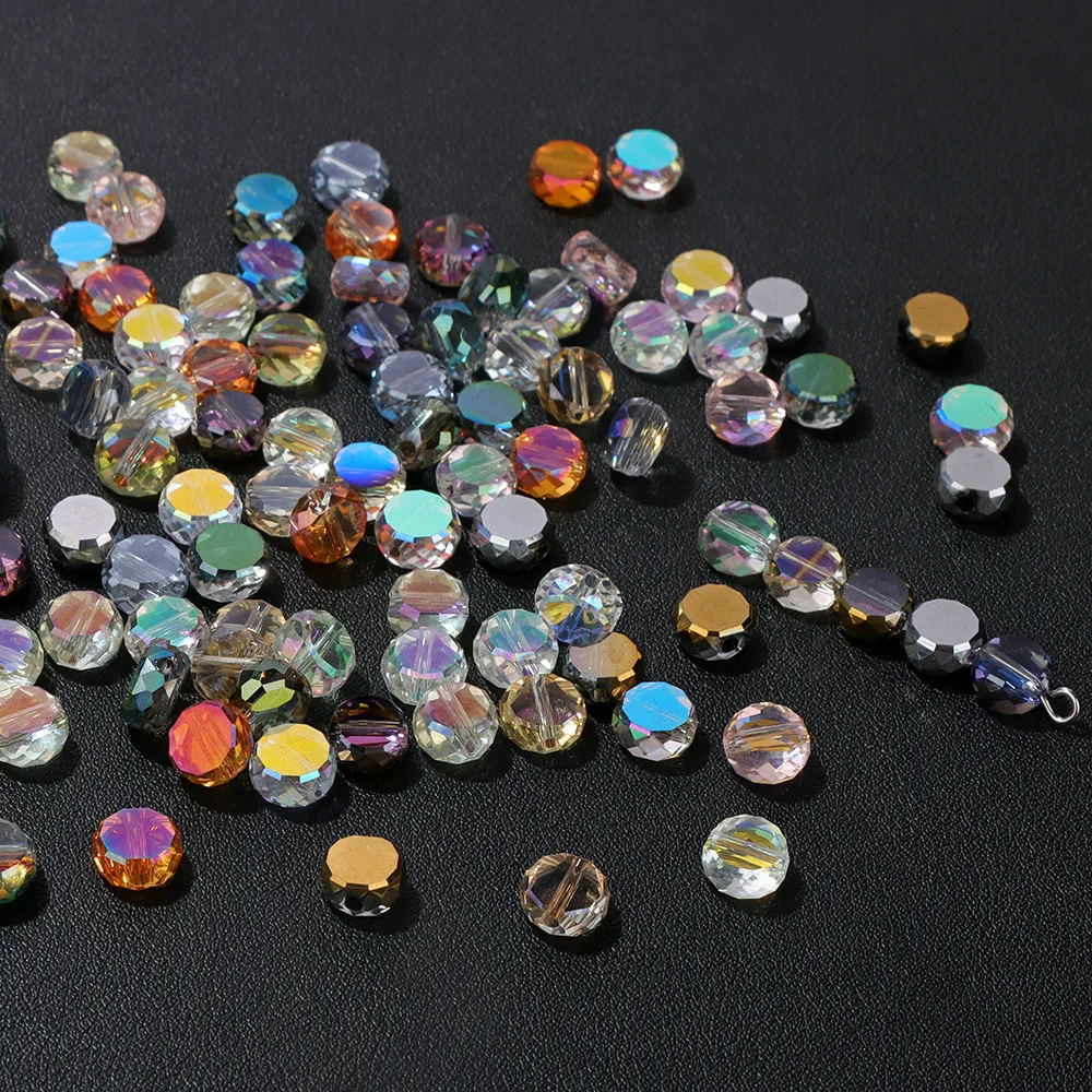 30pcs/lot Faceted Austria Crystal Bead 4X6MM Round Flat Loose Spacer Glass Beads For Jewelry Making Earrings Necklace Bracelet