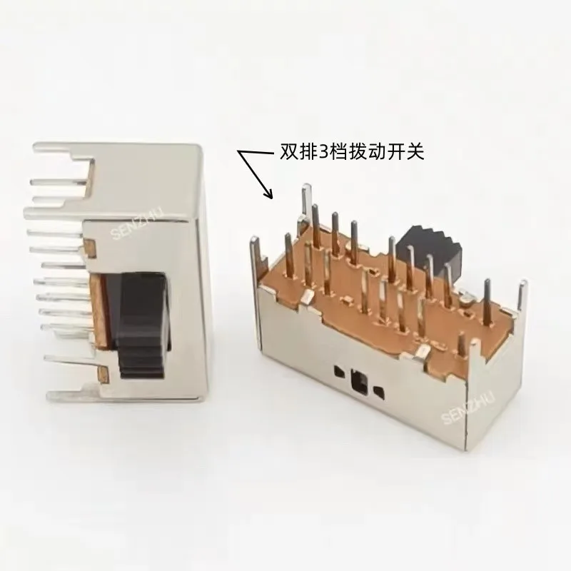 10/50/100 Pcs 16 Pin 3 Position 4P3T Panel PCB Mount Horizontal Slide Switch SK-43D03 4mm 9mm Pin Pitch