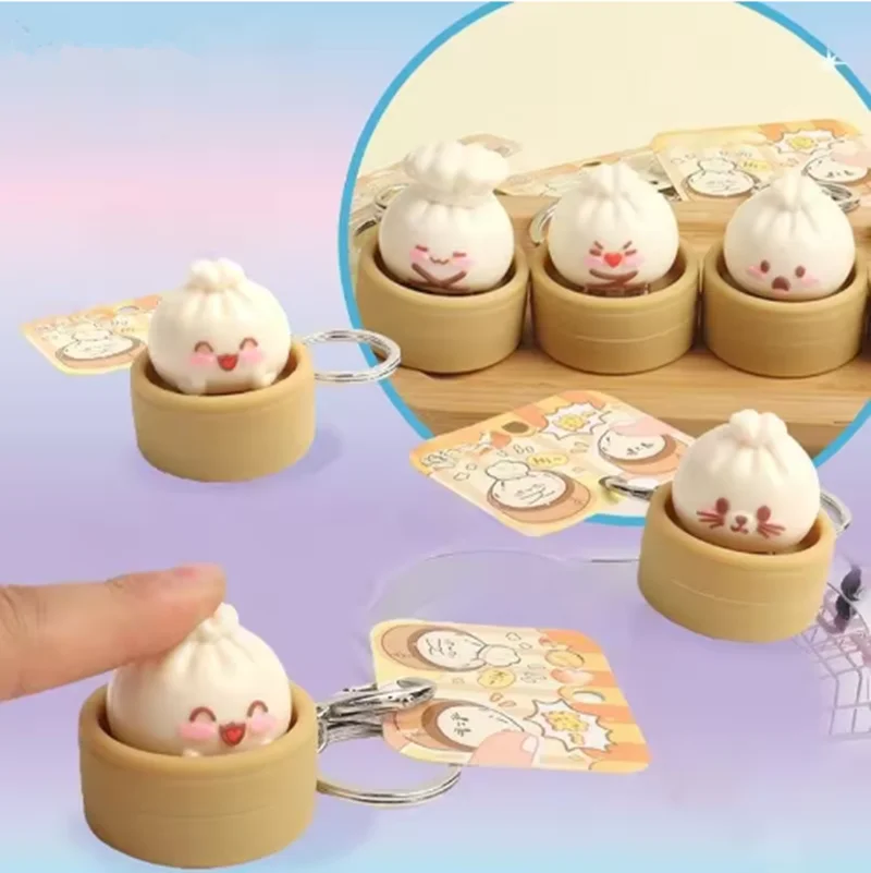 

Милый миниатюрный брелок-антистресс в виде паровой булочки, игрушка-подвеска для снятия стресса, украшение для рюкзака