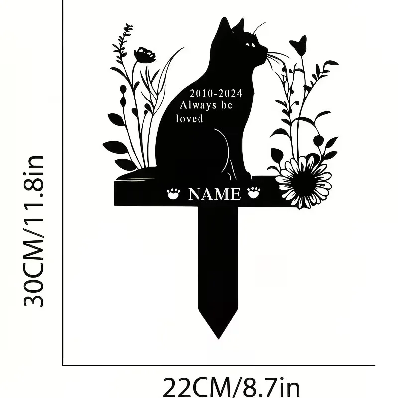 Personalized Cat Memorial Garden Plaque - Vintage metal Pet Tombstone, the Perfect Gift for Cat Lovers image 2