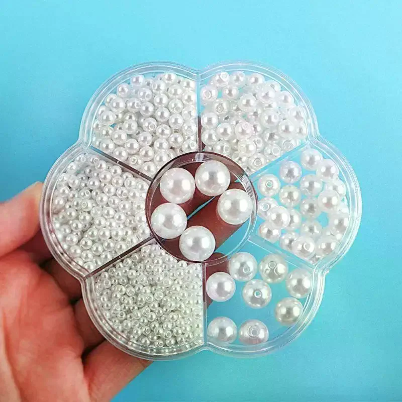 NEW 3/4/5/6/8/10/12mm Mixed Box With Holes ABS Imitation Pearl Mermaid Illusion Color Gradient Plastic Bead Diy Material