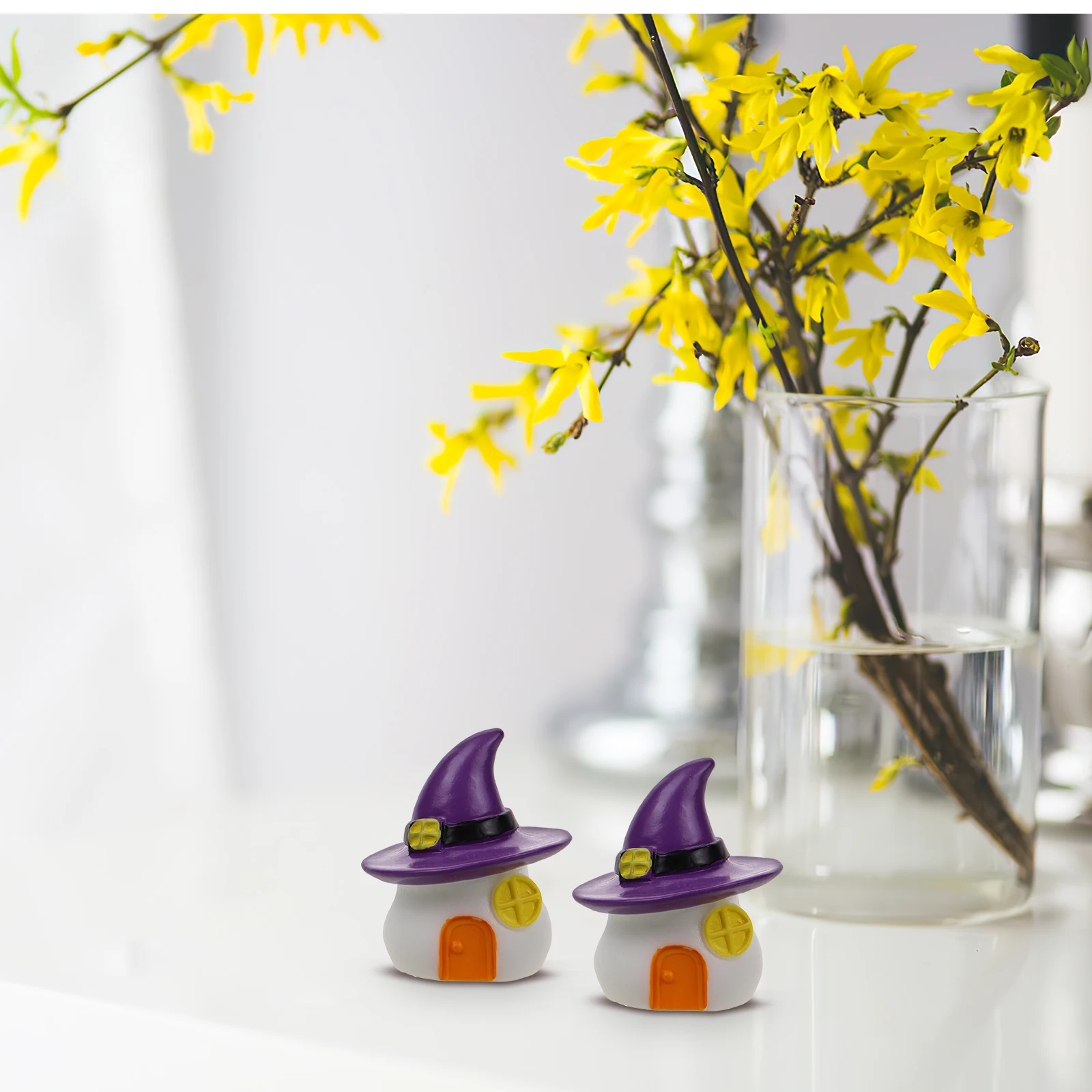 

2 Pcs Miniature Halloween House Ornaments Resin Figurines for Crafts Terrarium Decor Mini Garden Pumpkin Lamp Accessories