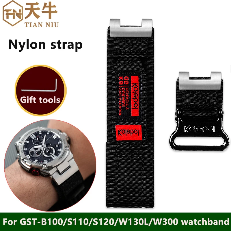 

Nylon Watch Strap For Casio G-SHOCK GST-210/W120L/S130L/S310 GST-B100/W300/400 Notched Men WatchBand with Metal Adapter Bracele
