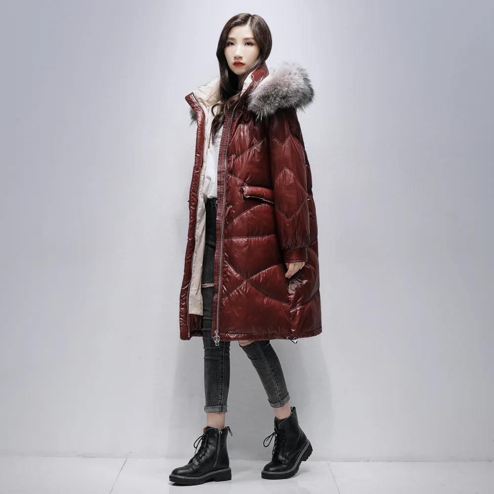 YAYA 2022 Winter Winter Down Jacket Natural Real Raccoon Fur Collar Detachable Hood Extended Thicken Long Coat Water Proof Parka