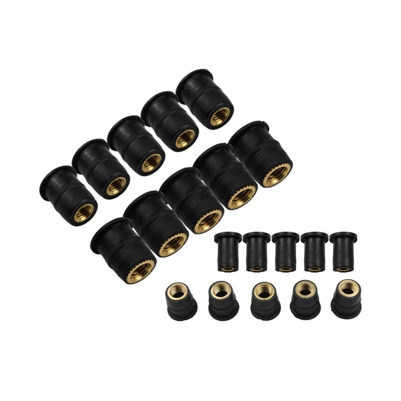 10Pcs Motorcycle M4 M5 M6 Metric Rubber Well Nuts Windshield Rivet Nut Crews Bolts Accessories For Honda Suzuki Yamaha Kawasaki