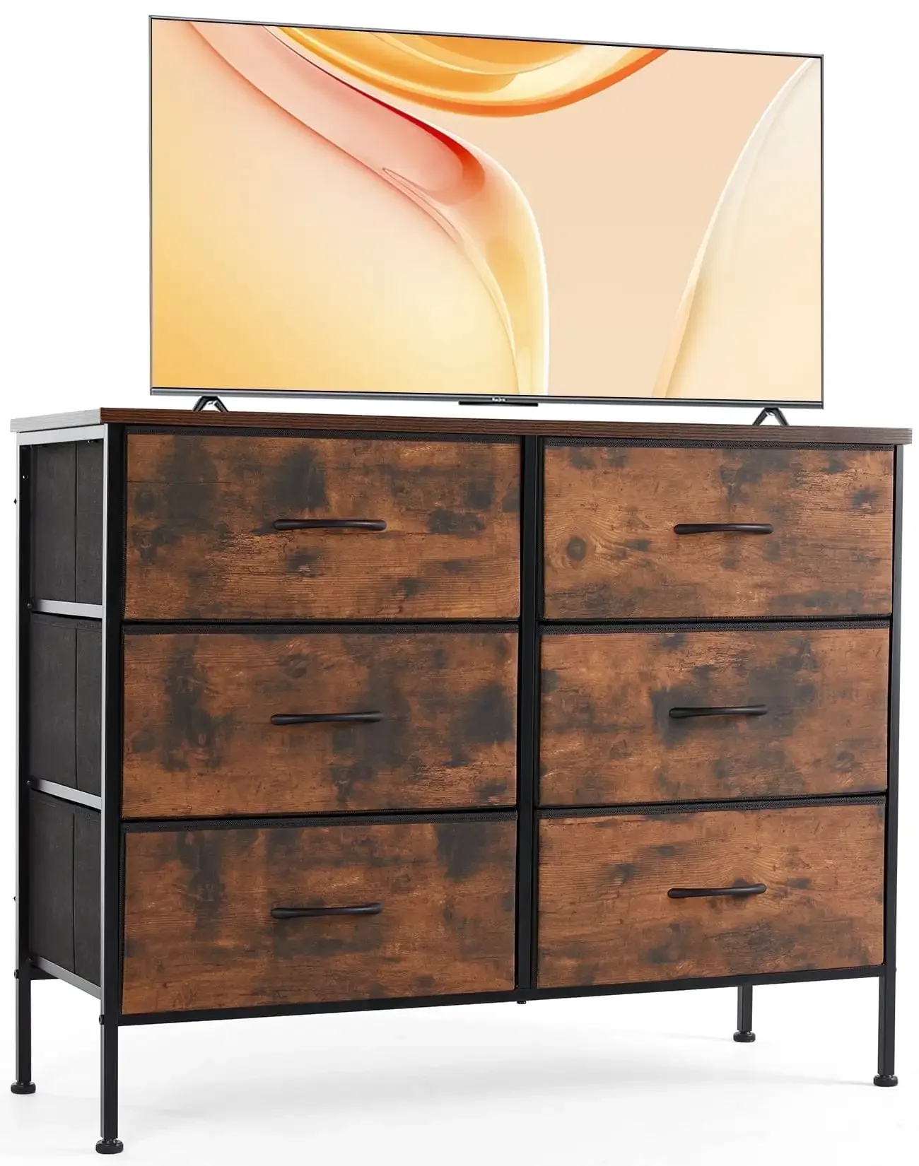 

6-Drawer Fabric Dresser Storage Chest for Bedroom, Closet, Storage Furniture for Adults, Rustic Brown