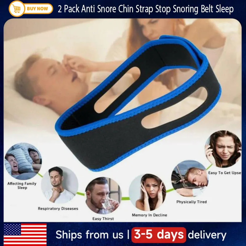 

2 Pack Anti Snoring Stop Headband Anti-Snoring Belt Chin Strap Adjustable Velcro Snoring Stop with Sleep Shut up and Breathe