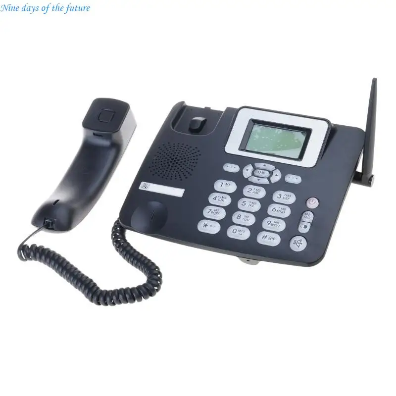 Portable GSMs Desktop Telephone, Card Wireless Fixed Phone with Antennas Radio Alarm for Home Office E65A