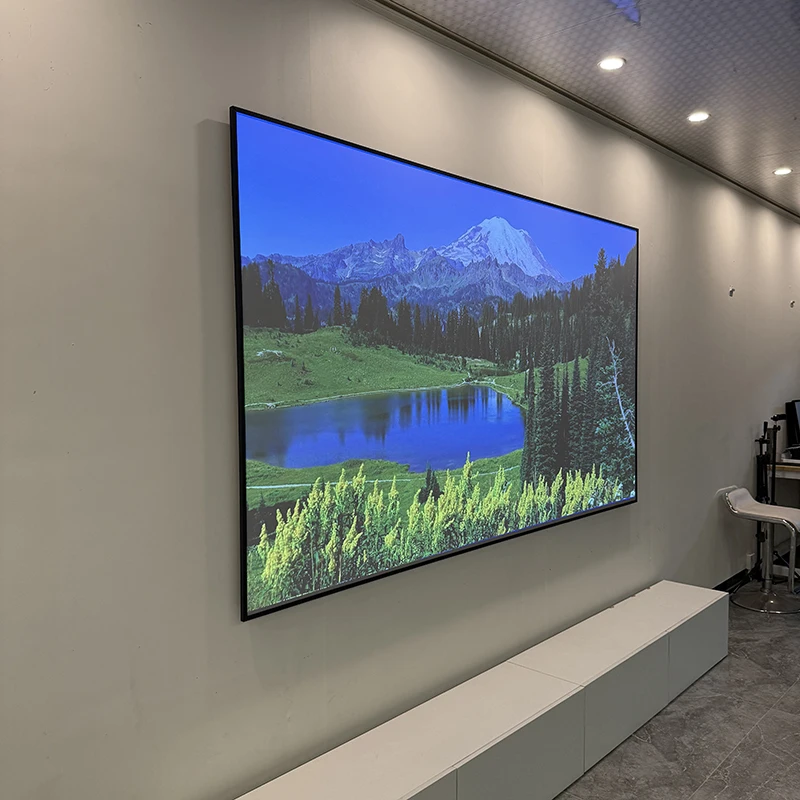 Hot ALR Projection Screen Dedicated for Tri-color Laser Projector Nano Grey Ambient Light Fixed Frame Ultra Narrow Bezel 4K 8K