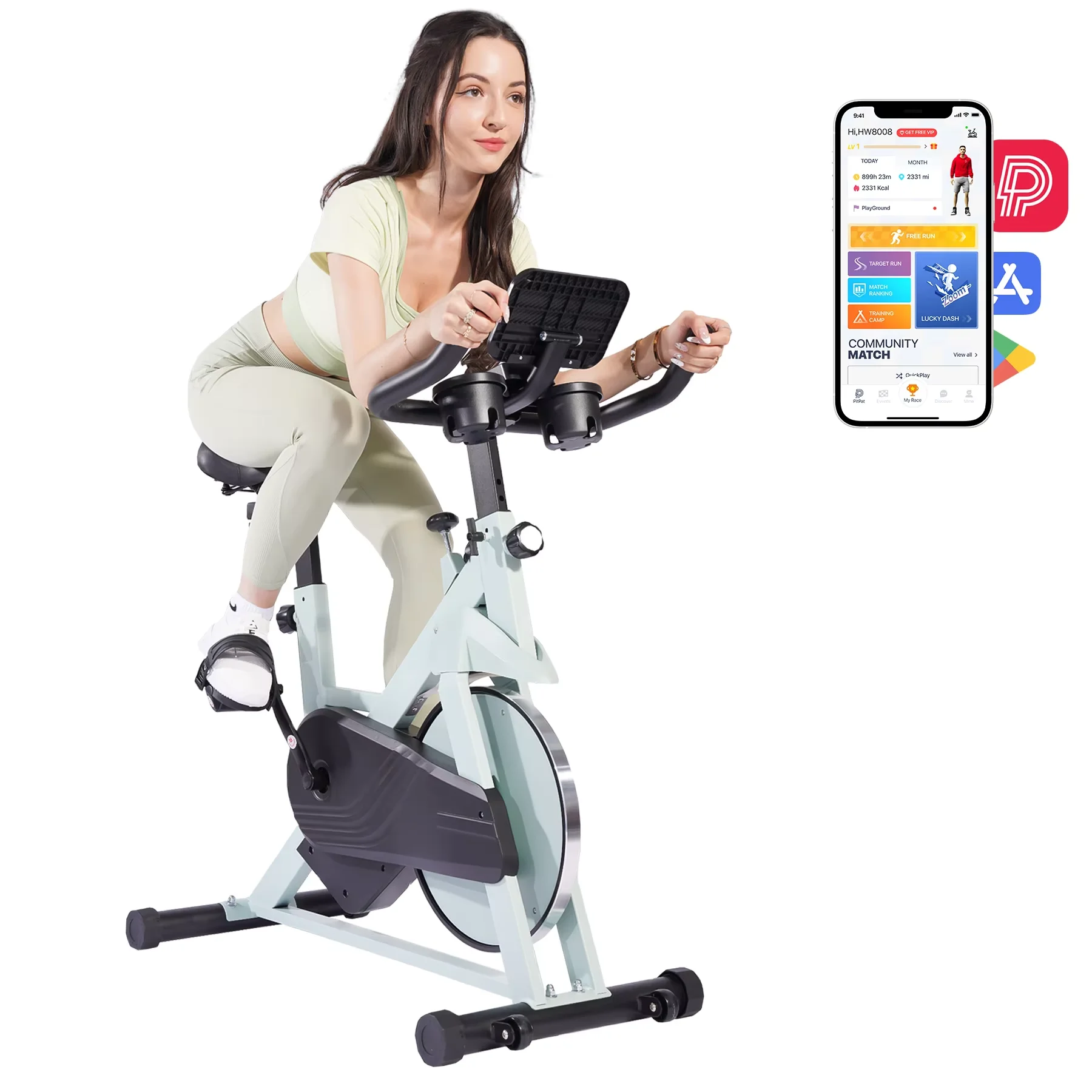Superun-bicicleta estática con Control magnético, soporte grande para tableta, asiento cómodo, bicicleta de ciclismo interior, Cardio, Fitness