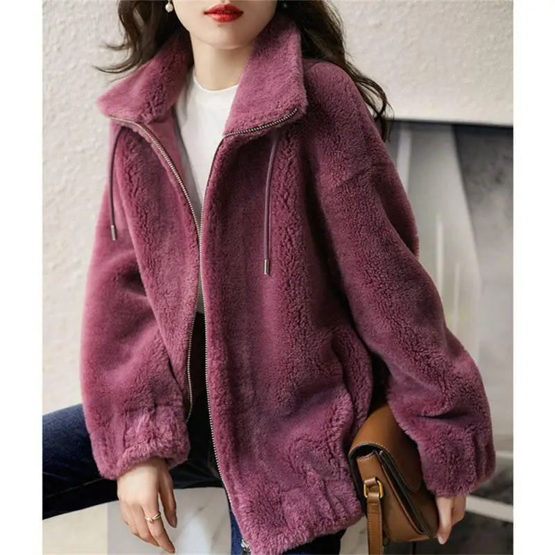 Autumn Winter Warm Hooded Fashion Solid Color Long Sleeve Women Lapel Zipper Sweatshirt Vintage Casual Communte Chic New Hoodies