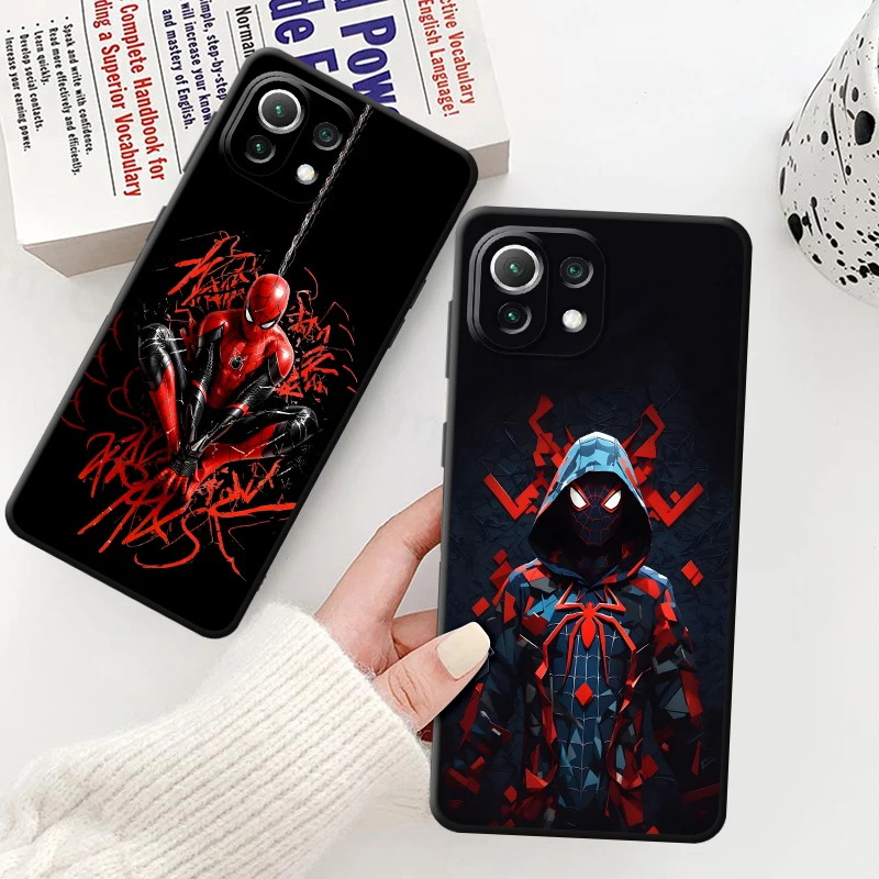 

Чехол для Xiaomi Mi 11 12 13 Lite 13 14 15 Pro 10T 11T 12T Pro 12X Черный Мягкий чехол для телефона Marvel Smart Spider Man