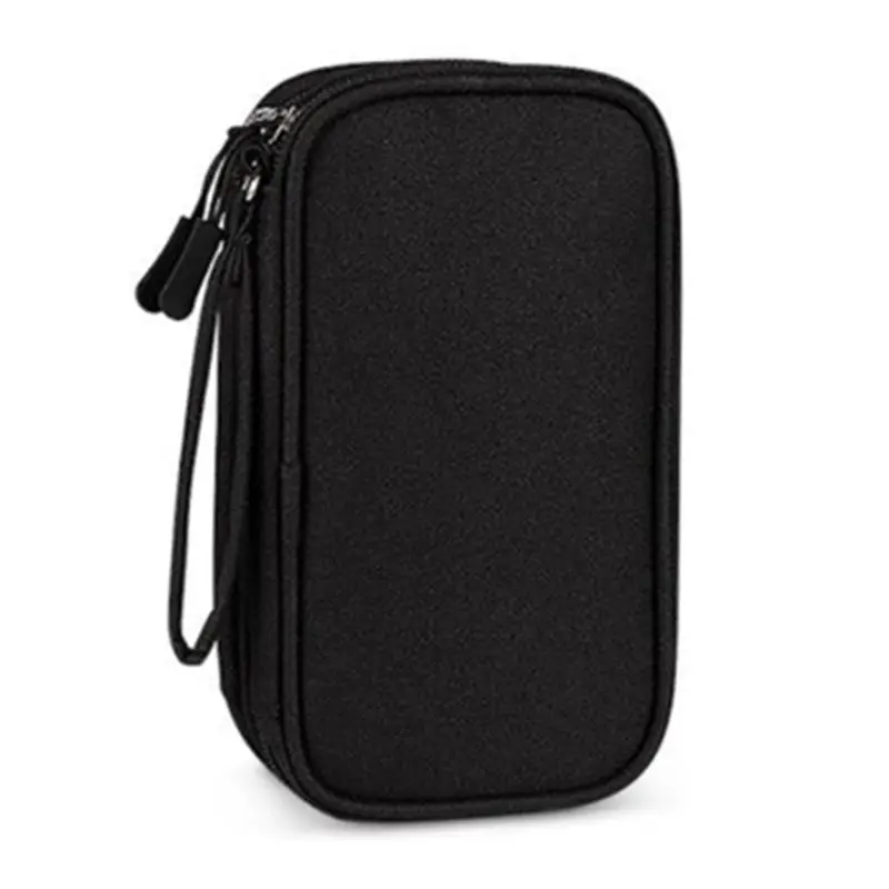 AS60-Portable Double-Deck Storage Bag For Digital Products - Travel Organizer For USB Cables, Headsets & Accessories A