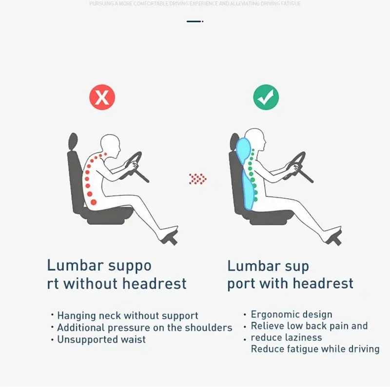 Car Electric Massage Headrest Neck Pillow Breathable Mesh + Leather Universal Seat Lumbar Pillow Protect The Lumbar Spine Travel