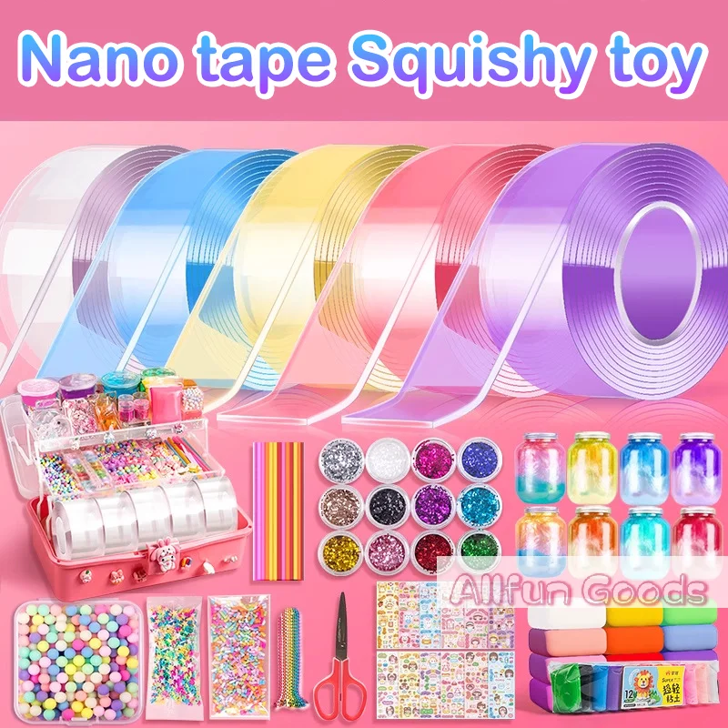 [T5]DIY Craft Pinch Toy Making Blowable Bubble Tape Non-marking Double-sided Adhesive Reusable Color High Sticky Nano Tape