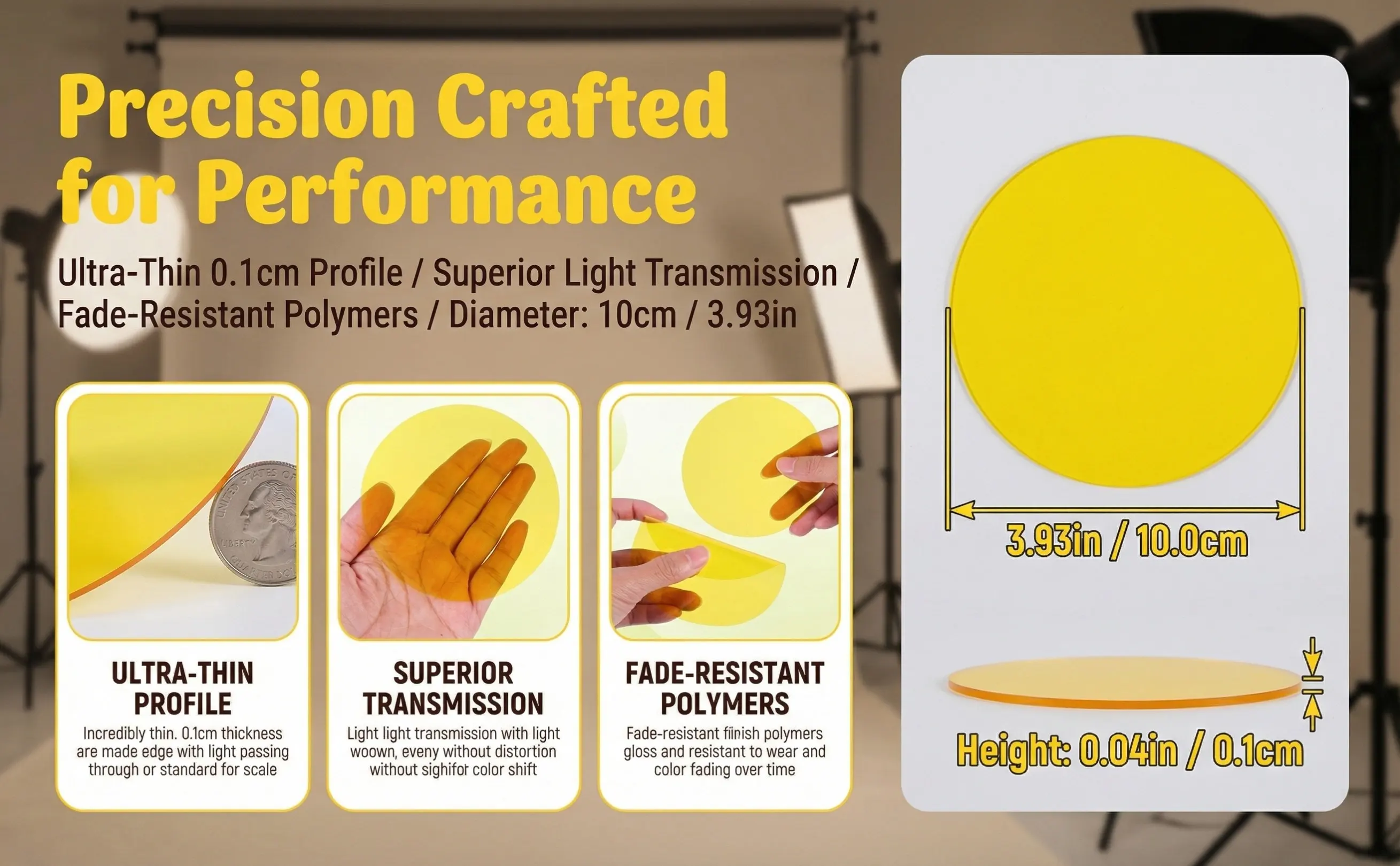 5Pcs Warm Light Correction Color Film Light Diffuser Sheet Transparent Color Absorption Gel for Lampshade Lighting