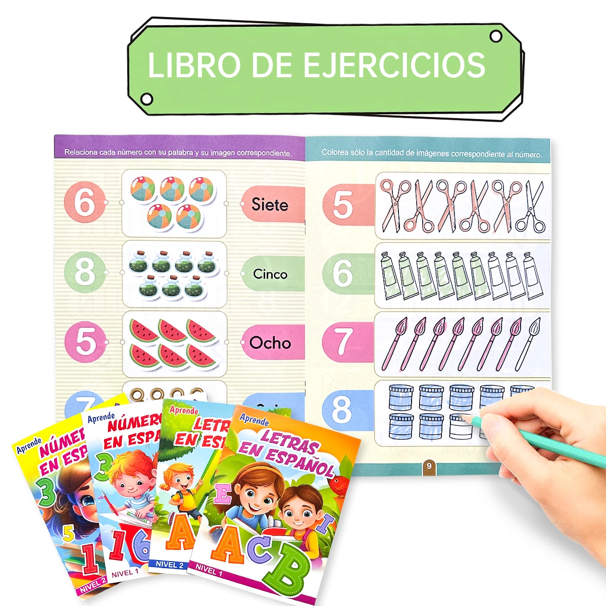 Spanish Children's Exercise Books 4-7 Years Alphabet Numbers Copying Puzzle Learning Children's Books for Beginners