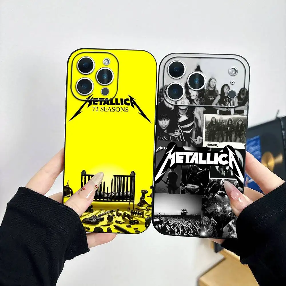 Funda para Teléfono Band 72 S-Seasons M-Metallica para iPhone 17, 16, 15, 14, 13, 12, 11 Plus, Pro Max, Otros, Cubierta Negra Suave
