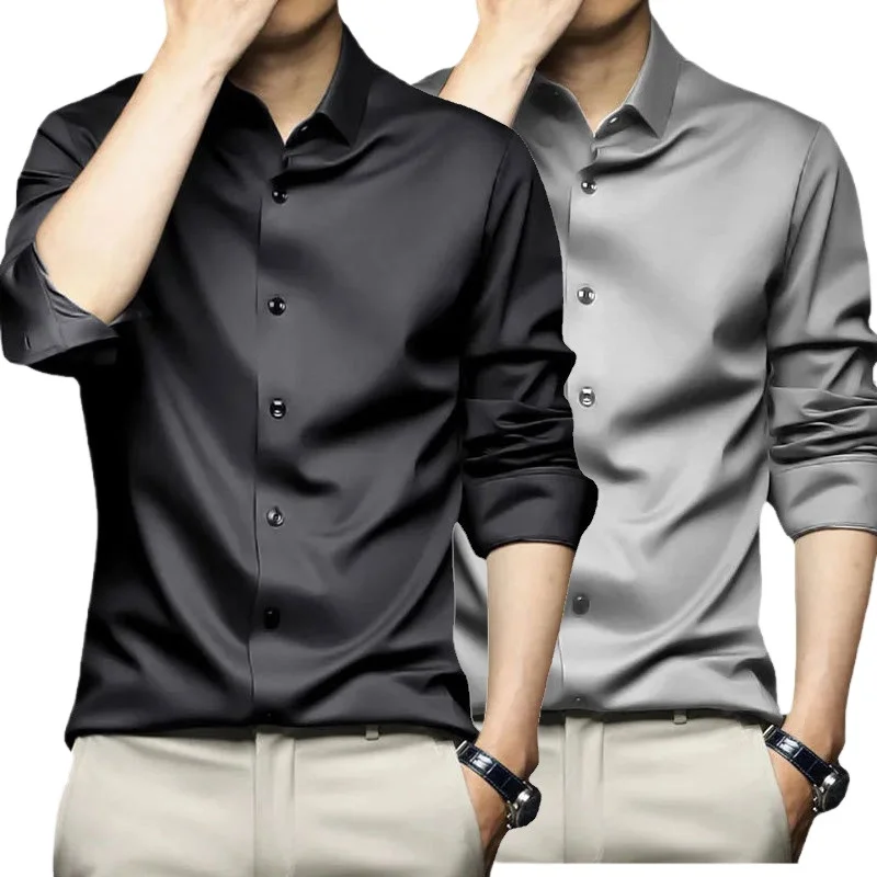 

Новая мужская рубашка с длинным рукавом, не требующая глажки, устойчивая к сминанию, деловая, элегантная, профессиональная, повседневная, белая рубашка для костюма.