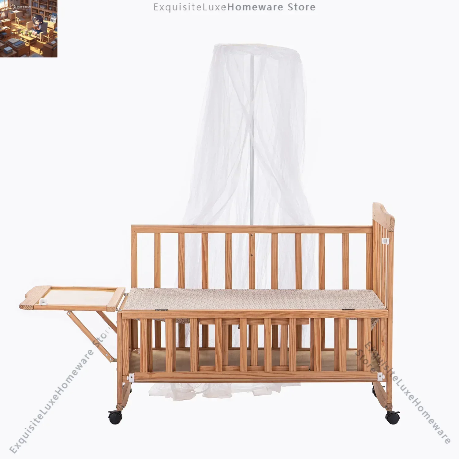 Multifunctional Pine Wood 0-6 years old Cuna Baby Coat Bed With Mosquito Net