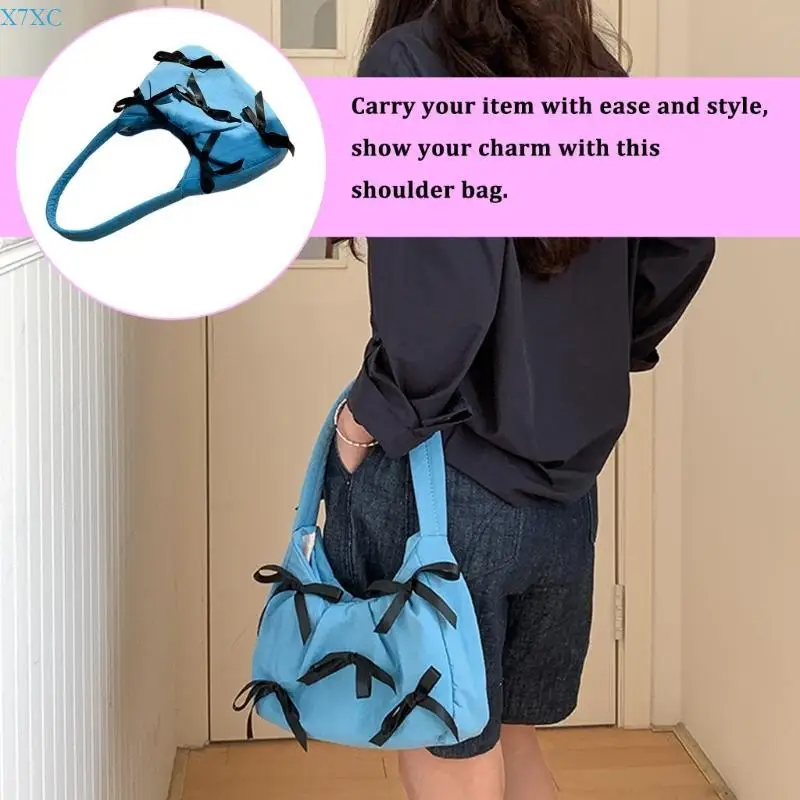 

X7XC Fashion Handbag with Bow Detail Underarm Bag Suitable for Various Occasion