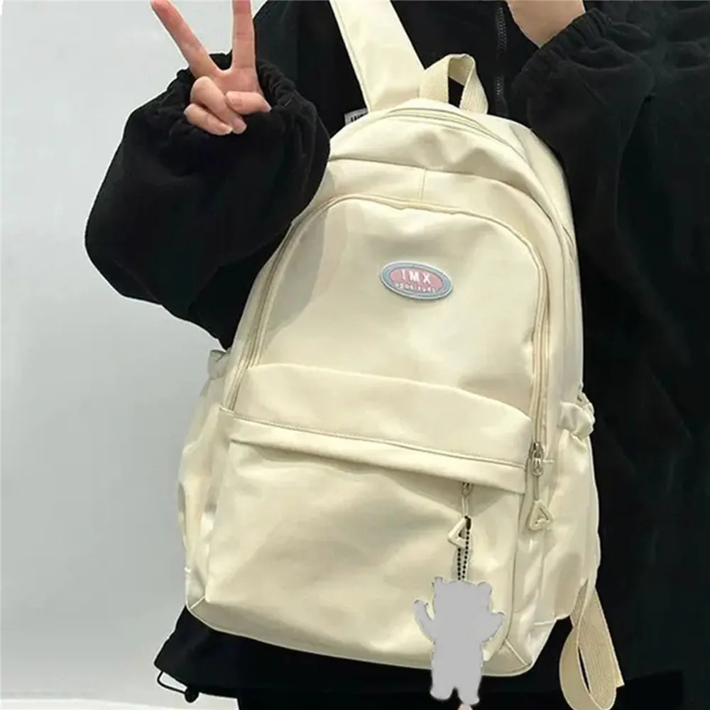 Cute Large Capacity Backpack Shoulder Bag Bookbags Nylon Travel Knapsacks Kawaii Candy Color Student Daily Zipper School Bags