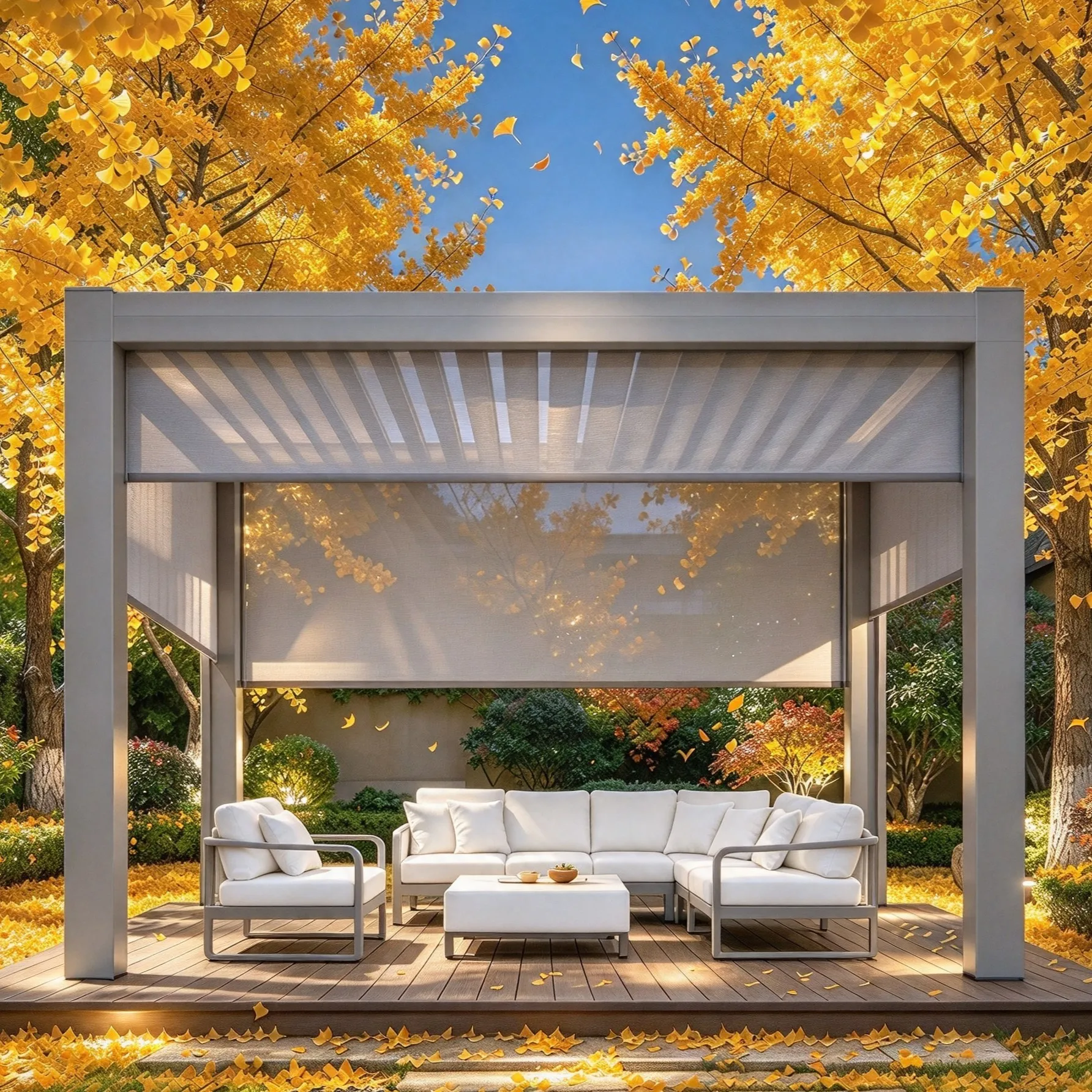 Outdoor Pergola Adjustable Aluminium Pergola System, Terrace Roofing Self-Assembly, Custom Size Patio Backyard Louver Pergola