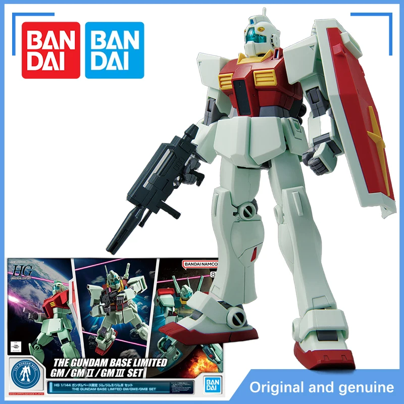 Bandai in Stock Original HG 1/144 THE GUNDAM BASE LIMITED GM/GM Ⅱ/GM Ⅲ SET Action Anime PVC Robot model kit Assembly toy gift