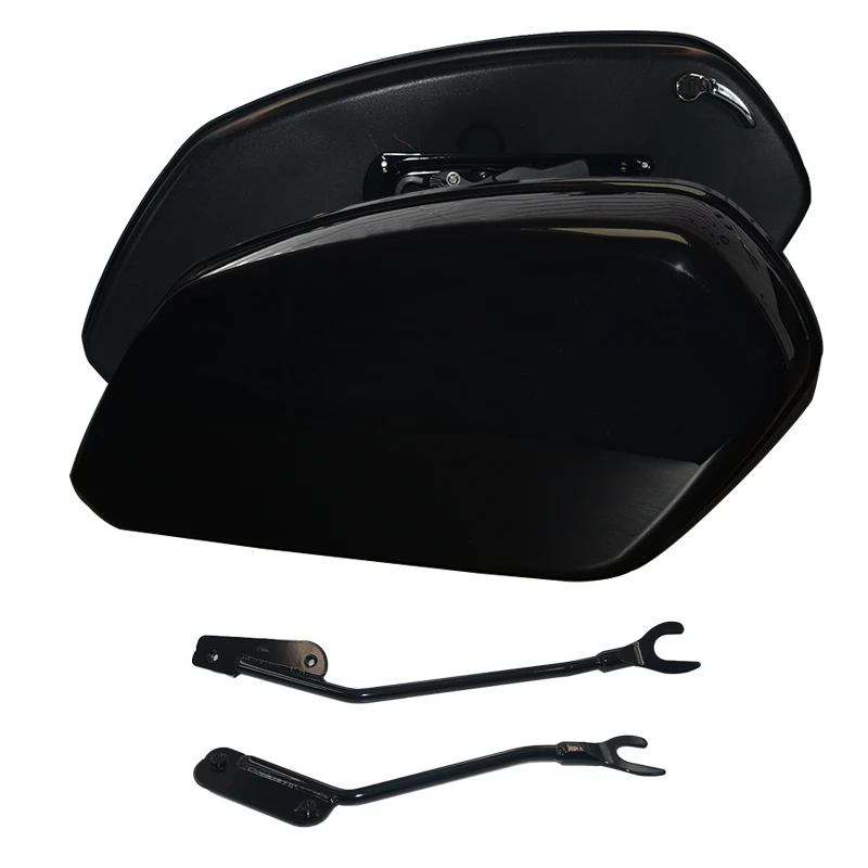 

Gloss Black Motorcycle Saddlebags for Harley Softail Low Rider ST FXLRST 2022-2024 Street Bob 2018+ ABS and Leather Material