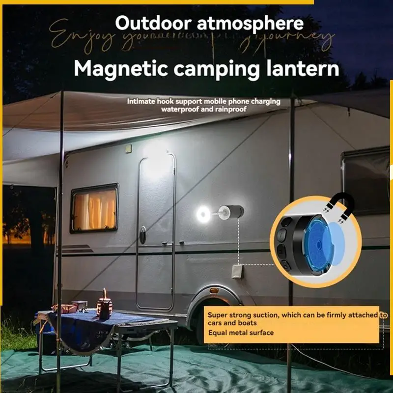 Linterna para acampar al aire libre A92P, luces coloridas recargables de 8000Mah con imán, iluminación de trabajo portátil para tienda de emergencia