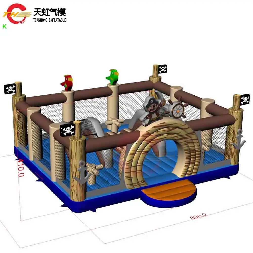 Aire de jeux gonflable Durable commerciale avec obstacles, château gonflable à thème Pirate, maison de saut Moonwalk
