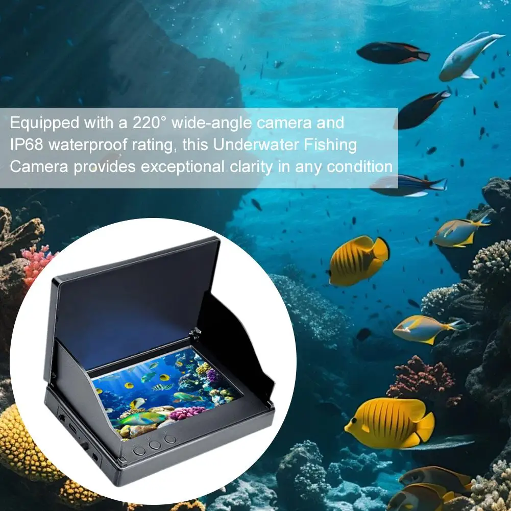 Temperature Sensing Depth Probe For Watching Fish 220° Wide-angle IP68 Waterproof Underwater Fishing Camera