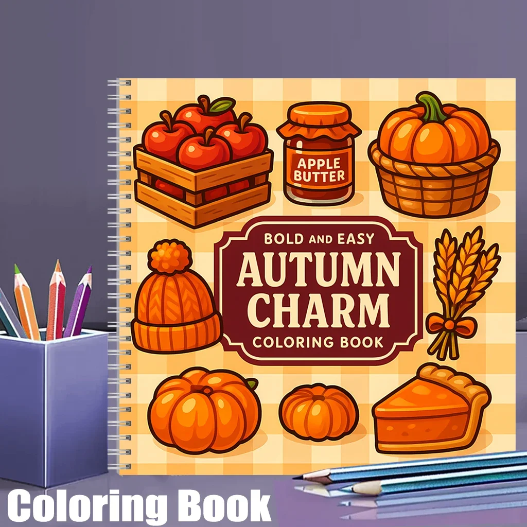 

Книга-раскраска «Осенний шарм» для взрослых, подарок на день рождения, школьные принадлежности, милая книга для рисования для взрослых